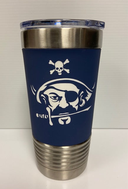 Silicone Grip 20 oz Pirate Tumbler with Clear Lid - Personalized