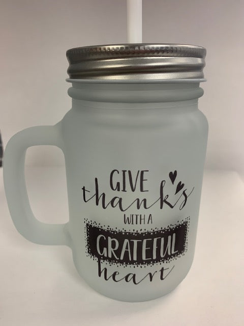 Sublimation Glass Mason Jar Frosted White or Clear with Handle