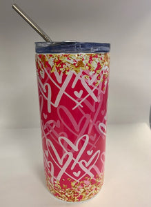 16oz Stainless Steel Tumbler with Lid & Metal Straw